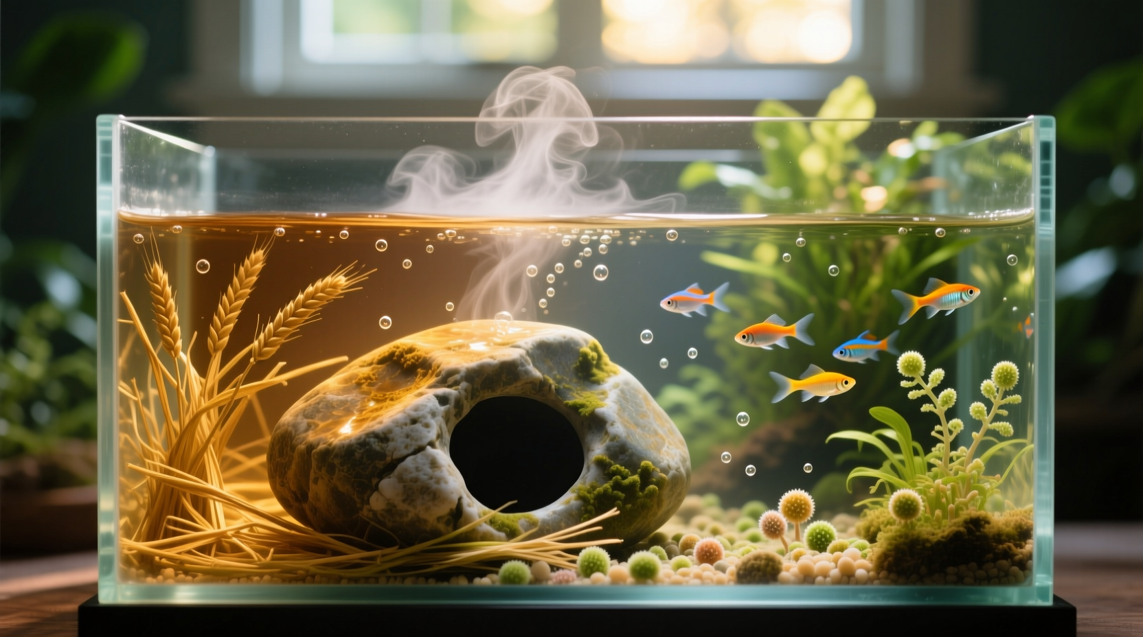 eco friendly aquarium cleaning with barley straw tea