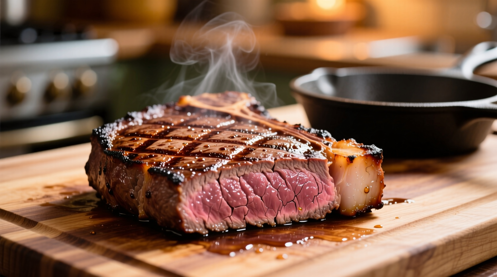 Perfectly cooked medium well steak with grill marks