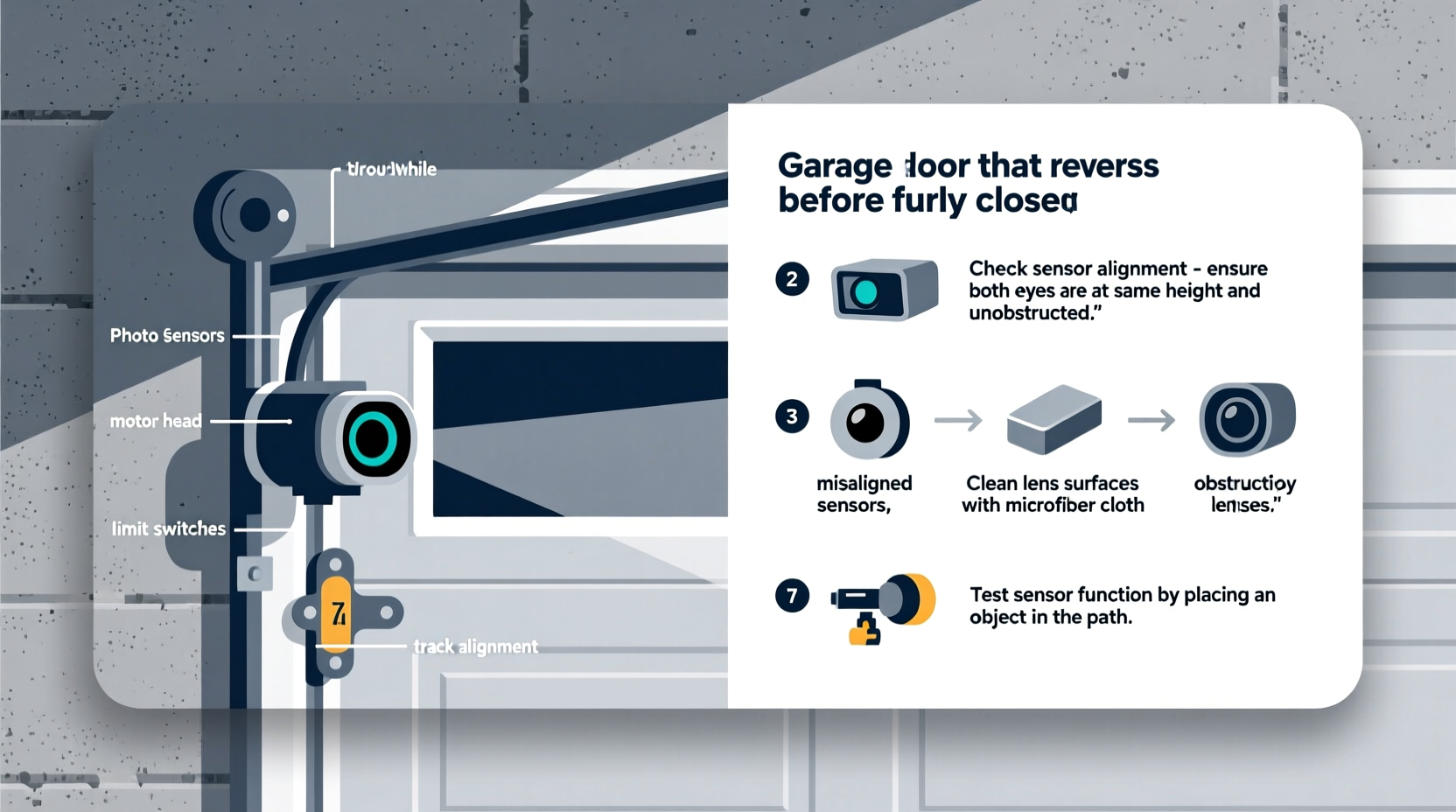 why does my garage door reverse before closing sensor troubleshooting guide