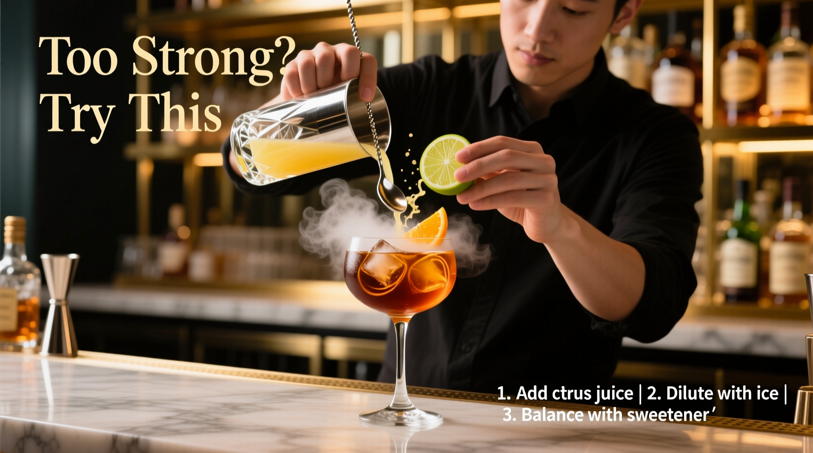 how to salvage a cocktail that’s too strong with simple fixes