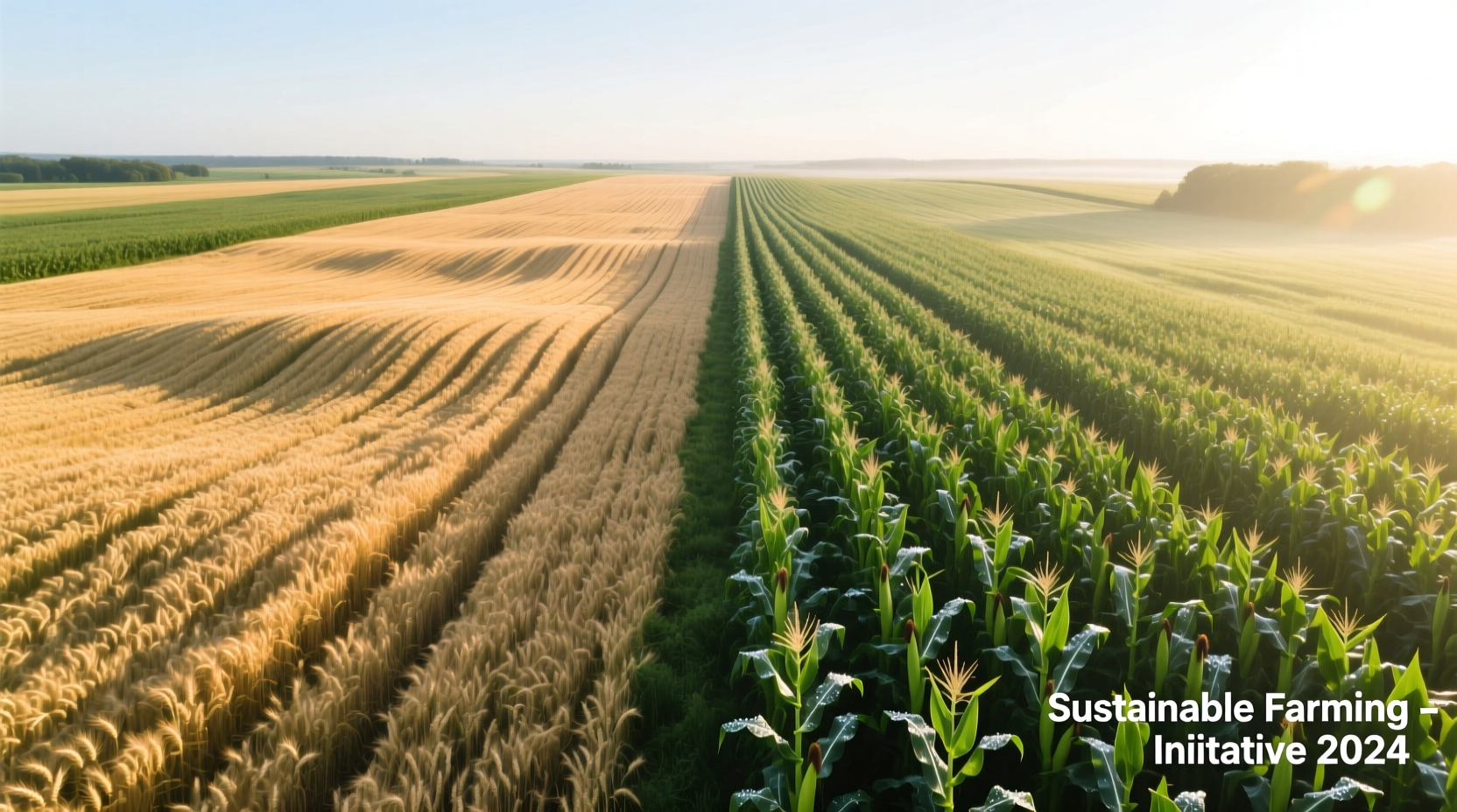 Field crops production showing wheat and corn fields