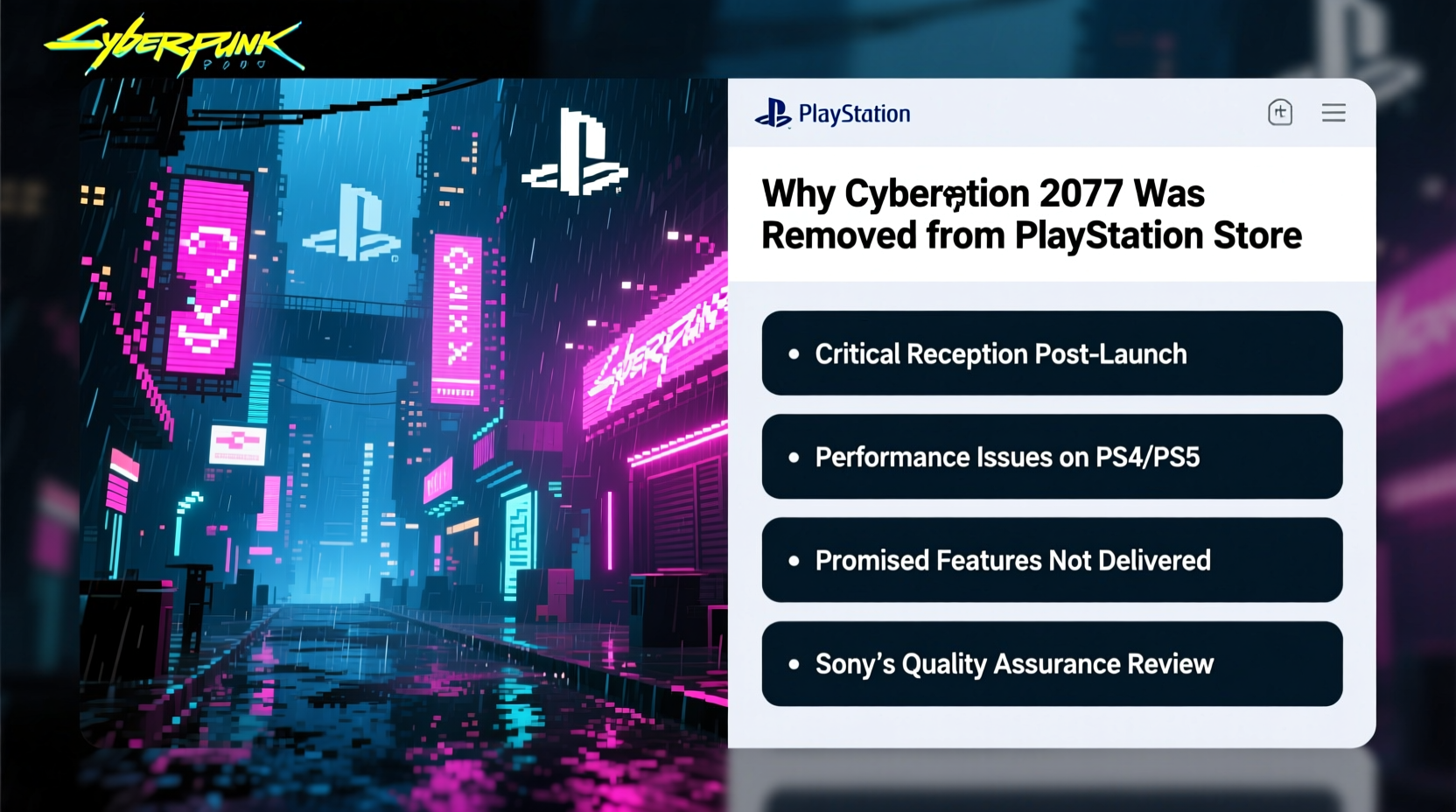 why was cyberpunk 2077 removed from the playstation store originally explained