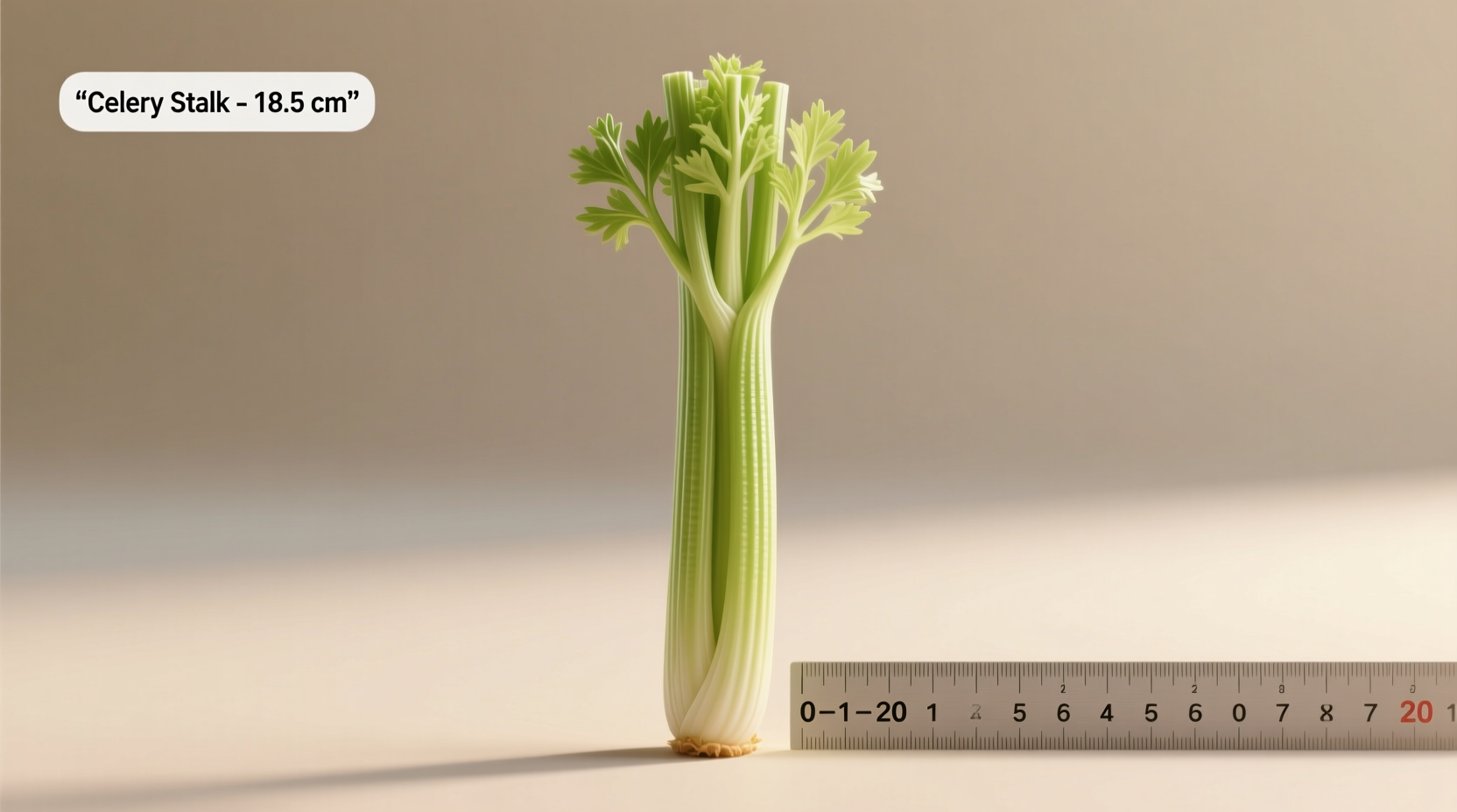 the measurement and size of one stalk of celery