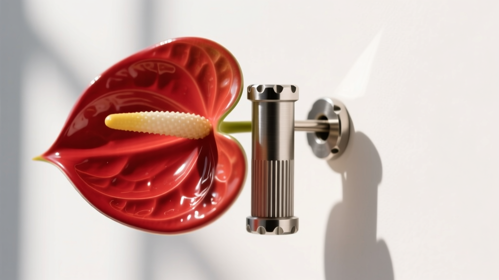 Side profile of a reinforced 18-gauge post on a heavy enamel anthurium drop earring, highlighting the structural support and backing.