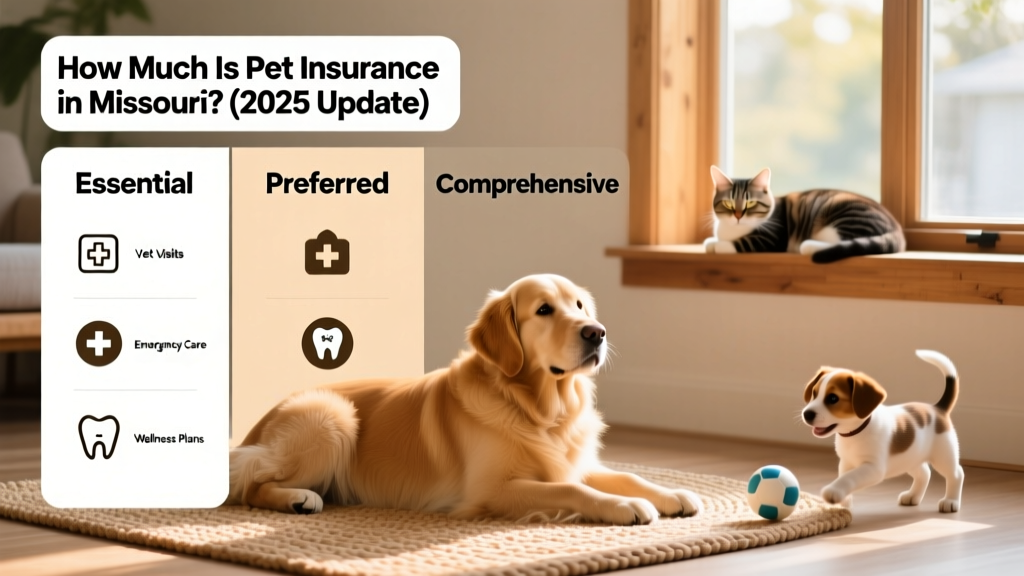Side-by-side comparison chart showing FurPetVo plan tiers: Essential, Preferred, and Comprehensive—with icons for coverage features