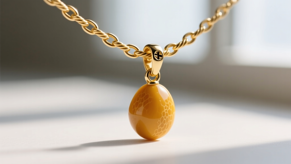 Macro view of a 0.9mm 14k gold cable chain passing through a tiny screw-top bail on a mustard seed pendant, showing metal details.