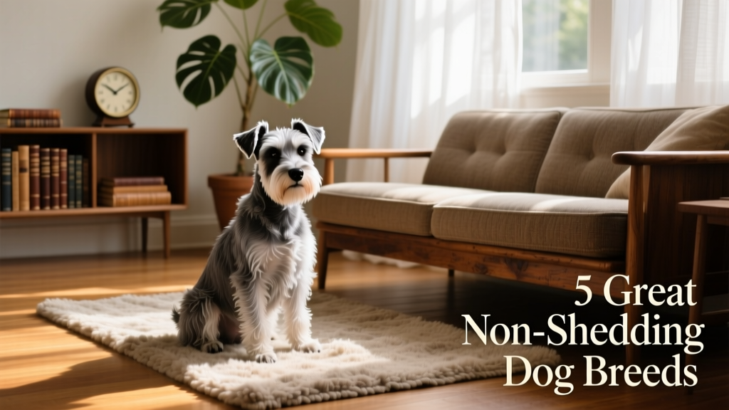 A well-groomed Miniature Schnauzer sitting attentively beside a cozy living room sofa