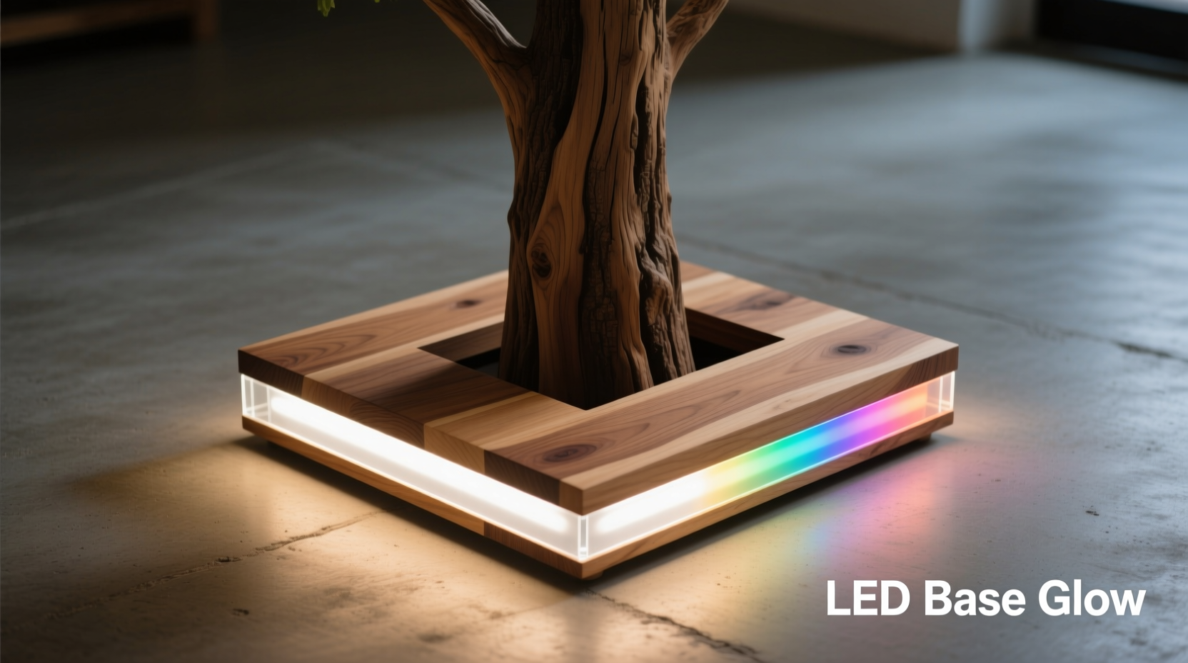 how to embed programmable led strips into wooden tree stands for ambient base illumination