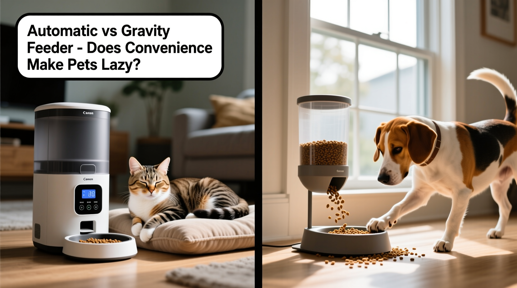 automatic vs gravity feeder does the convenience actually make pets lazy