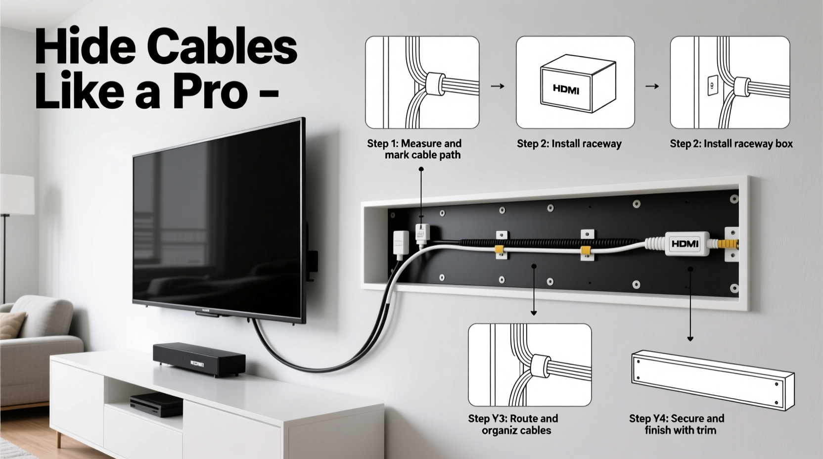 how to hide ugly cables behind a wall mounted tv simple diy guide