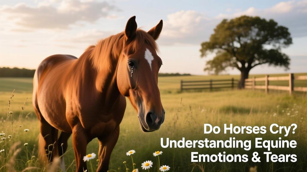 Horse standing quietly in pasture, ears slightly back and head lowered—subtle signs of discomfort