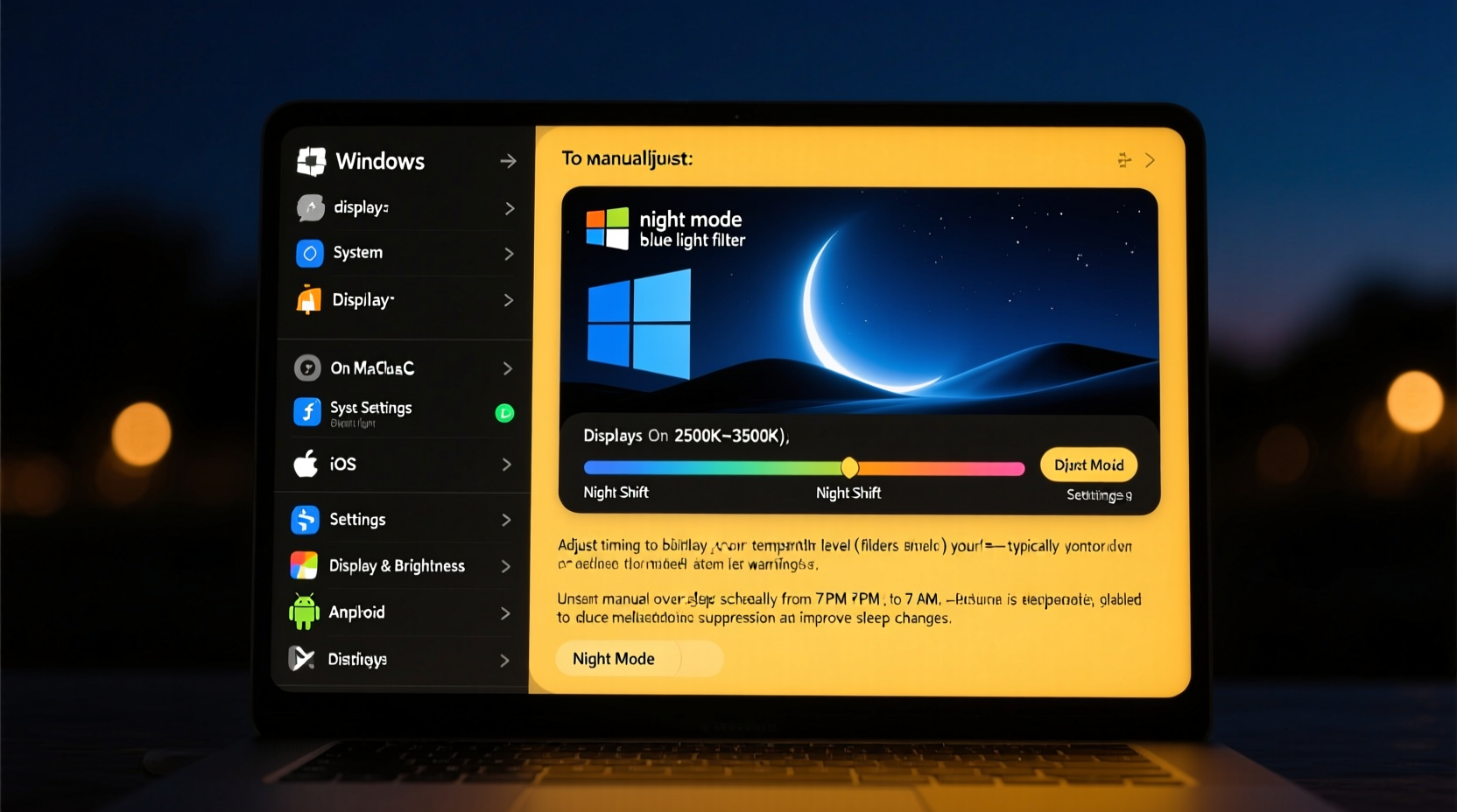 why does my screen turn yellow at night and how to adjust it manually