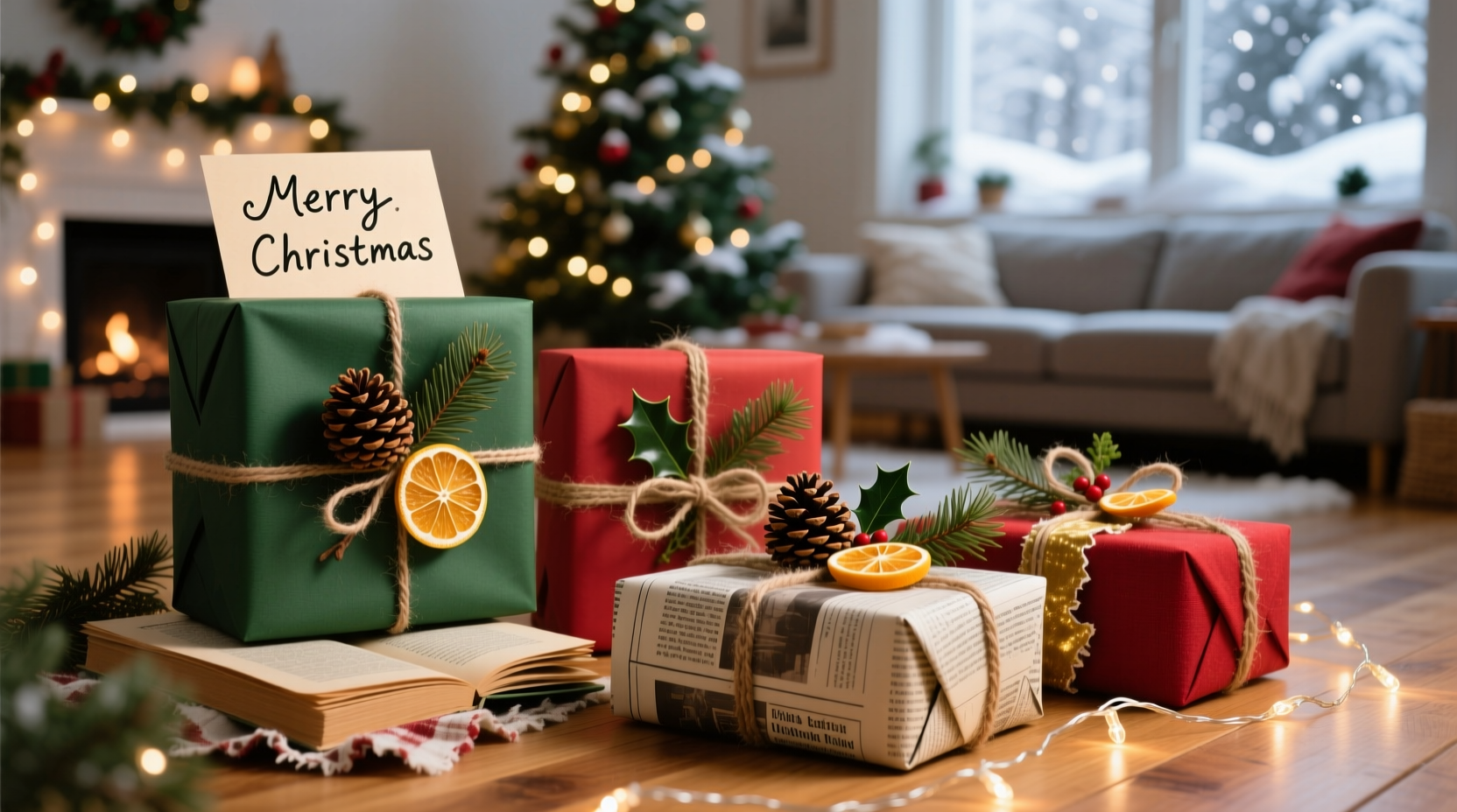 how to wrap presents with recycled materials in festive christmas styles