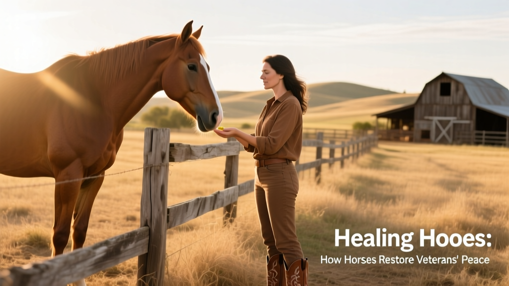 woman feeding horse at restoration ranch