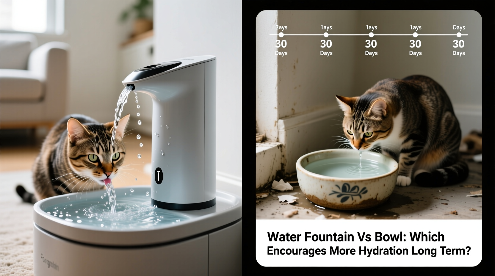 cat water fountain vs bowl which encourages more hydration long term