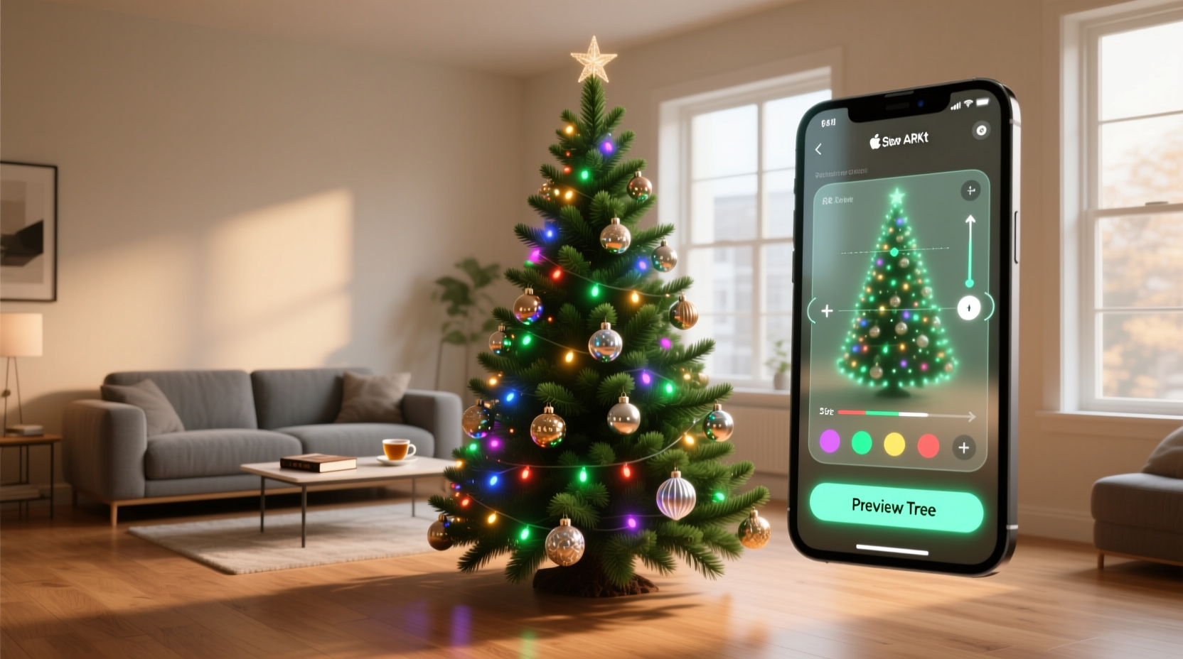 using augmented reality apps to preview christmas trees in your living room