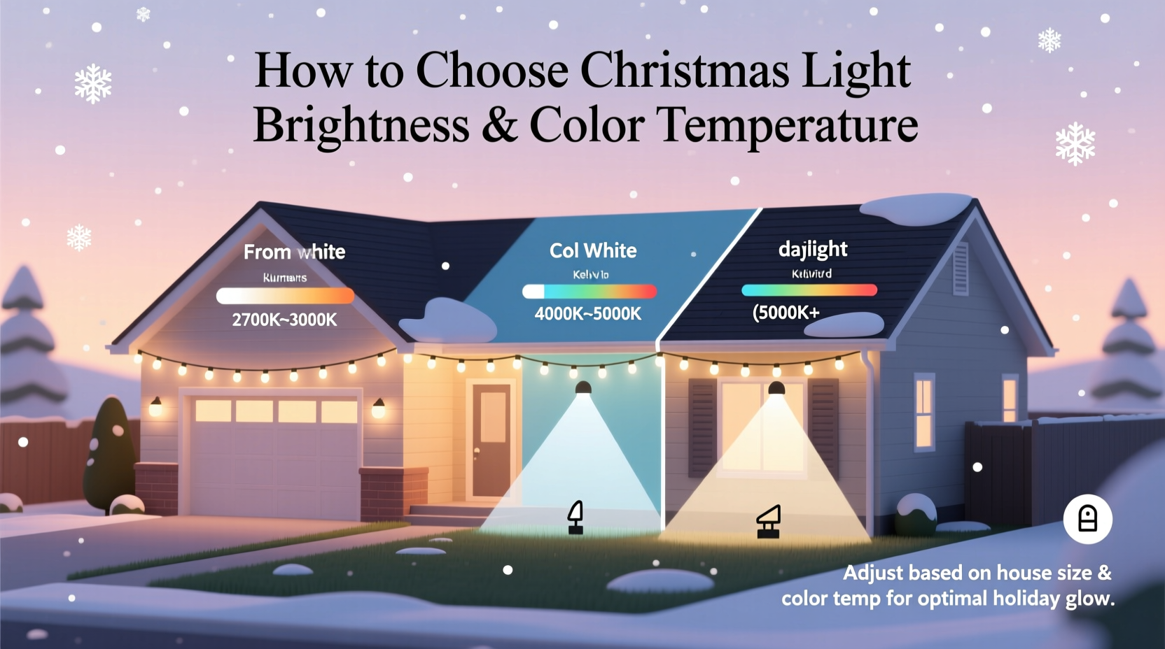 how to choose christmas light brightness based on house size and color temp
