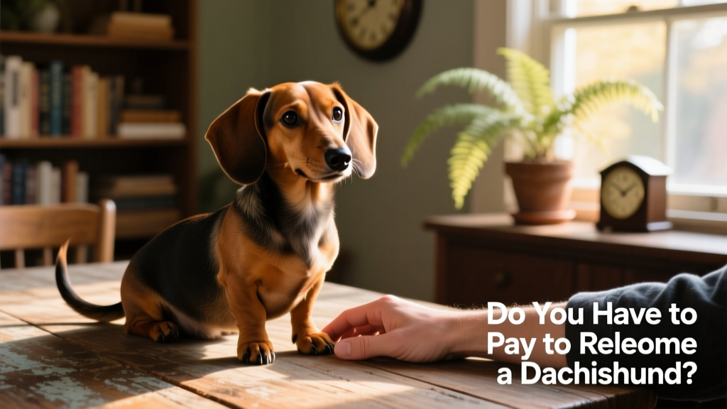 A gentle, well-groomed Dachshund sitting calmly beside a person’s hand