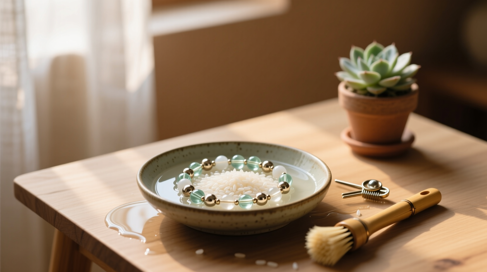 eco friendly cleaning rice water for beaded hair accessories