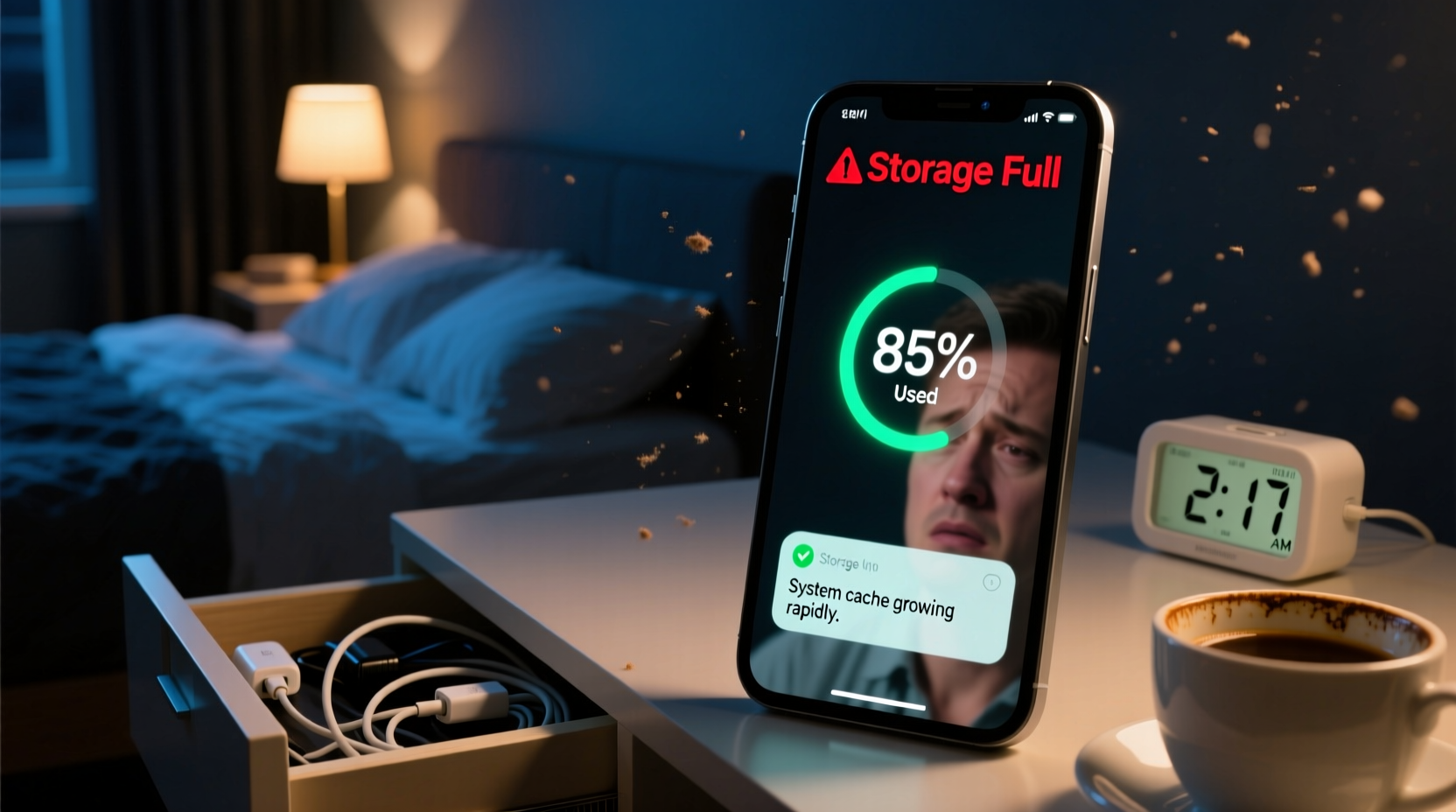 why does my phone storage fill up overnight with no new apps