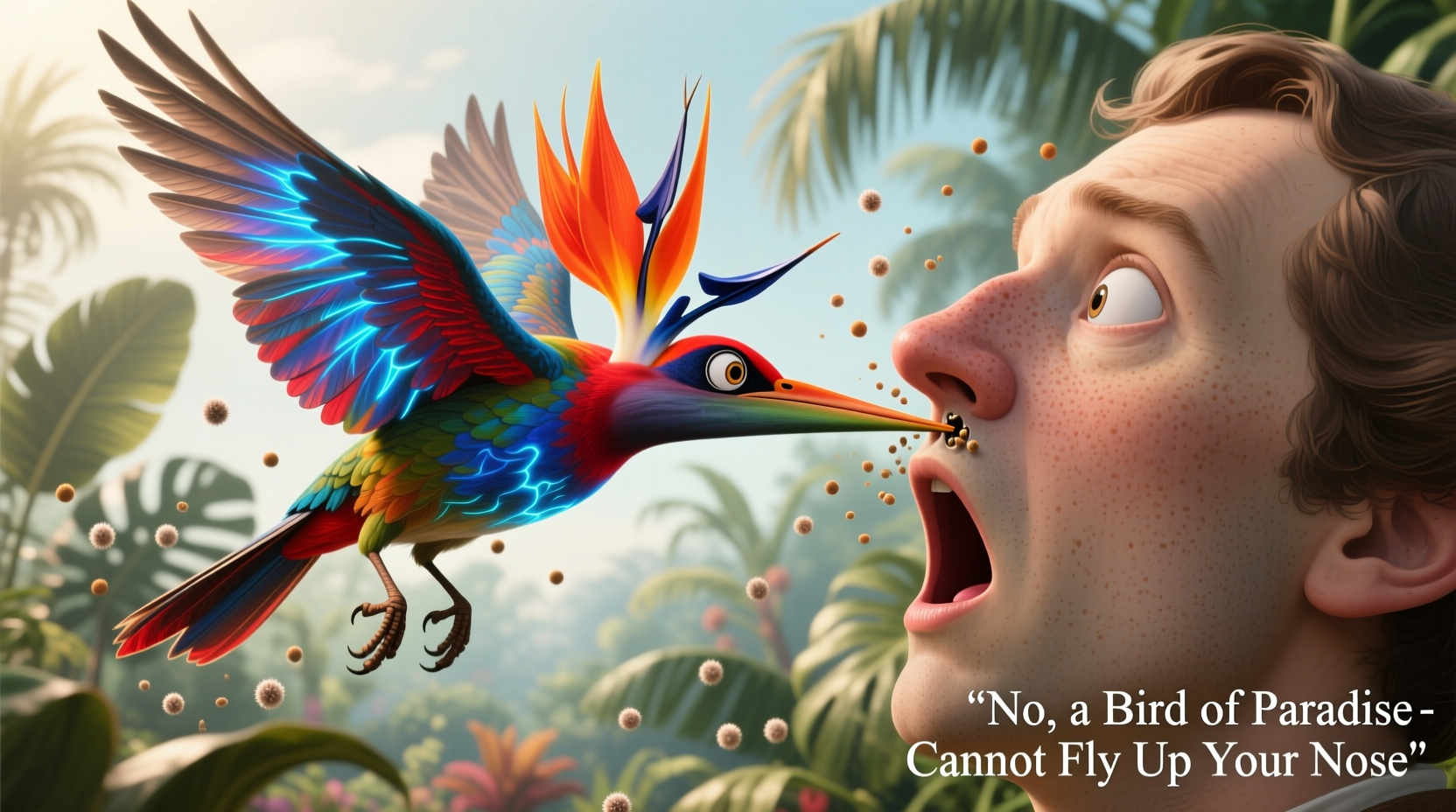 No, a Bird of Paradise Cannot Fly Up Your Nose