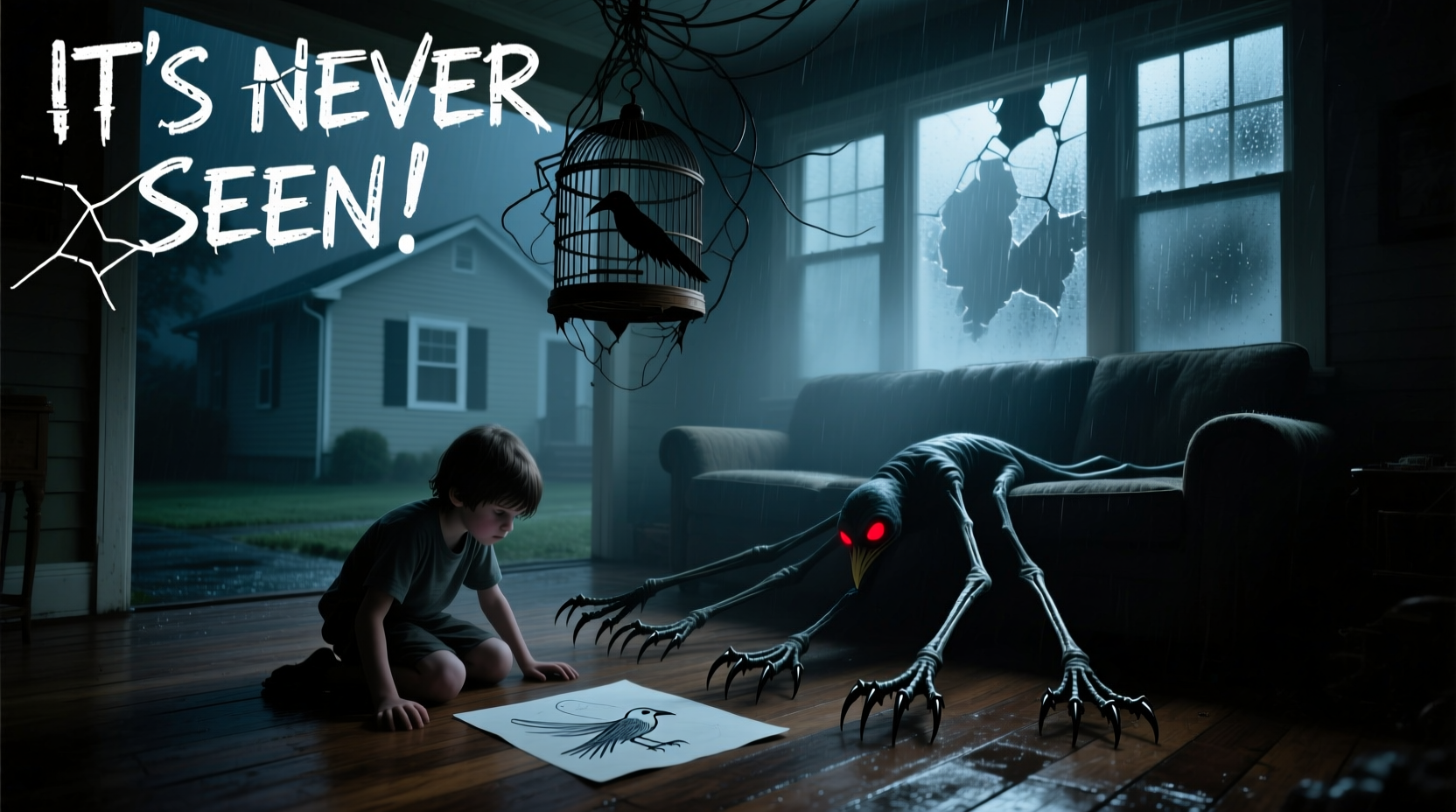 what does the bird box monster look like