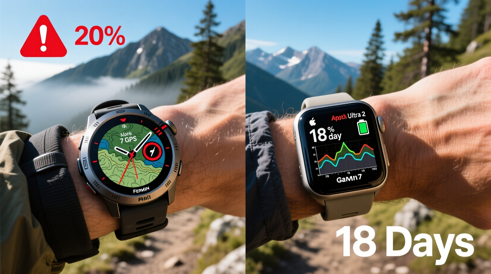 garmin fenix vs apple watch ultra for hikers do you really need the battery life