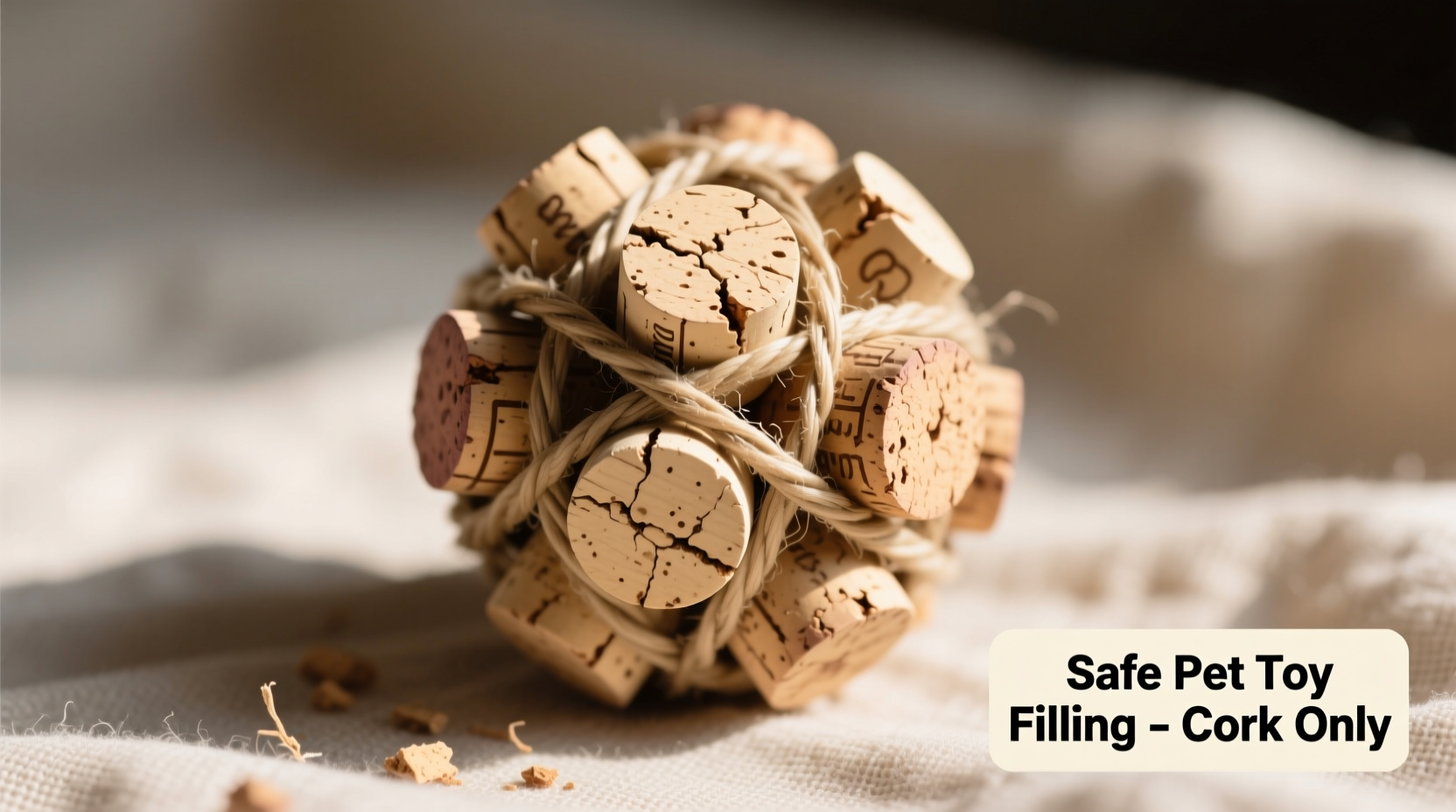how to repurpose old corks into pet toy stuffing safely