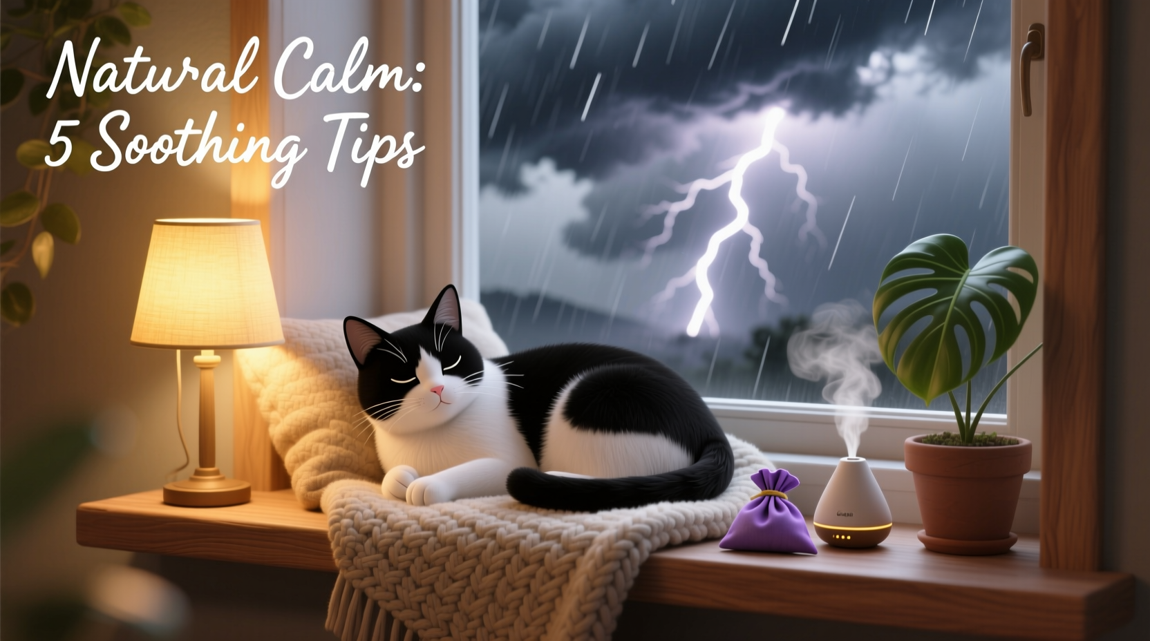 how to calm an anxious cat during thunderstorms natural soothing methods