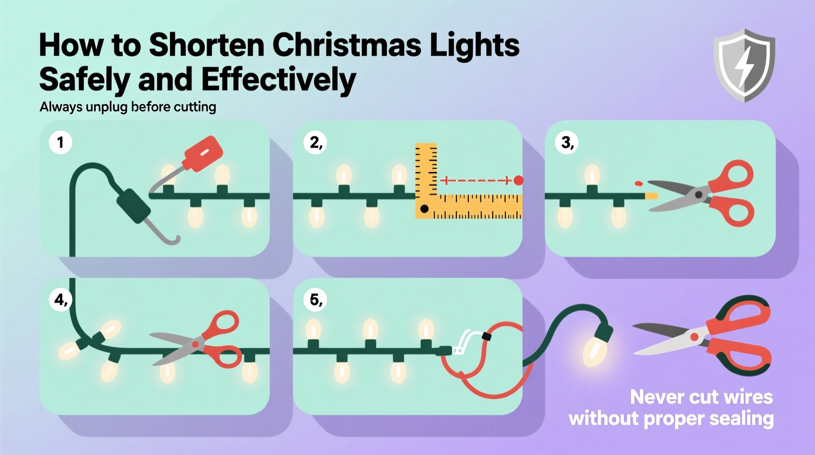 how to shorten christmas lights
