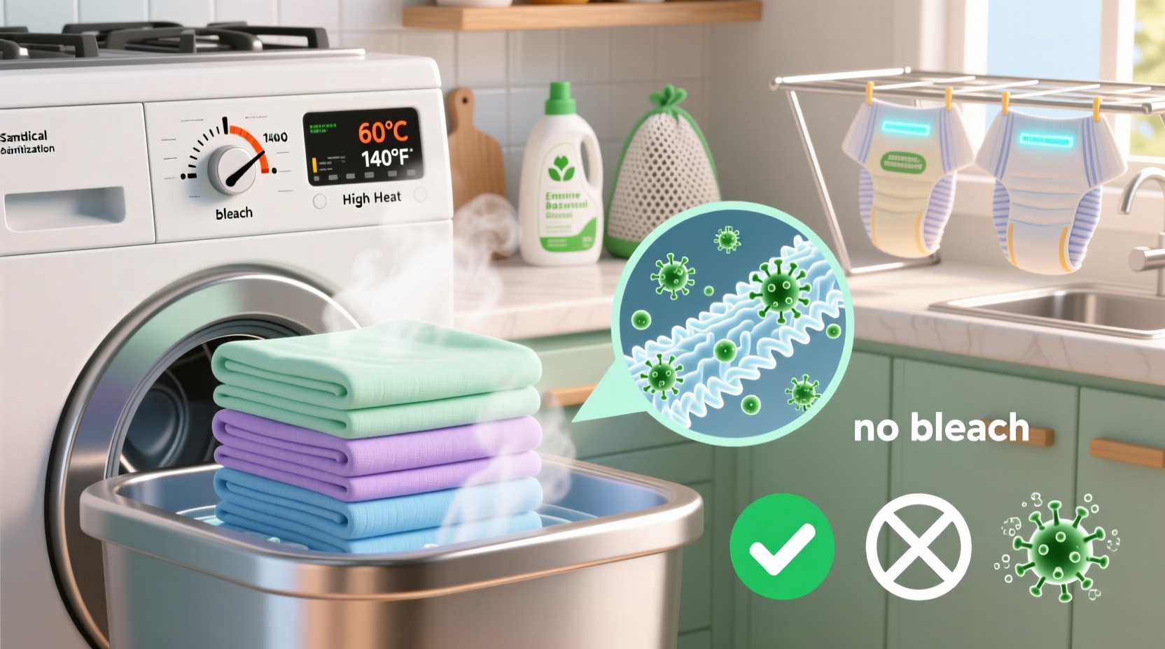 sanitize cloth diapers without bleach or high heat