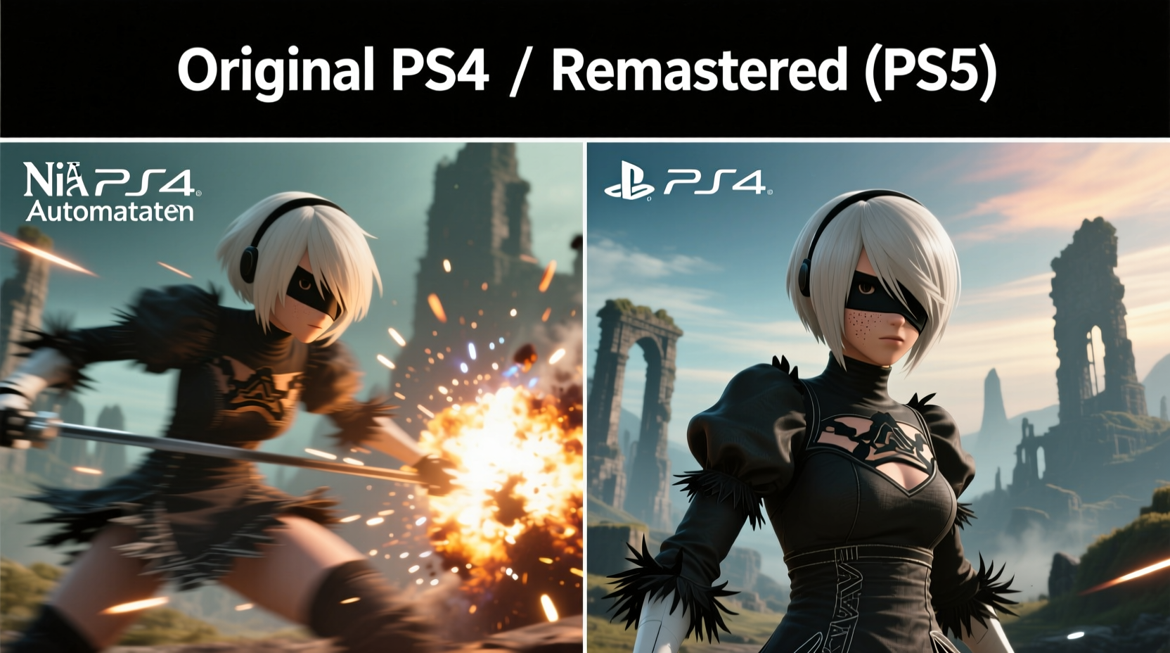 nier automata remastered vs original ps4 version visual and performance upgrades compared