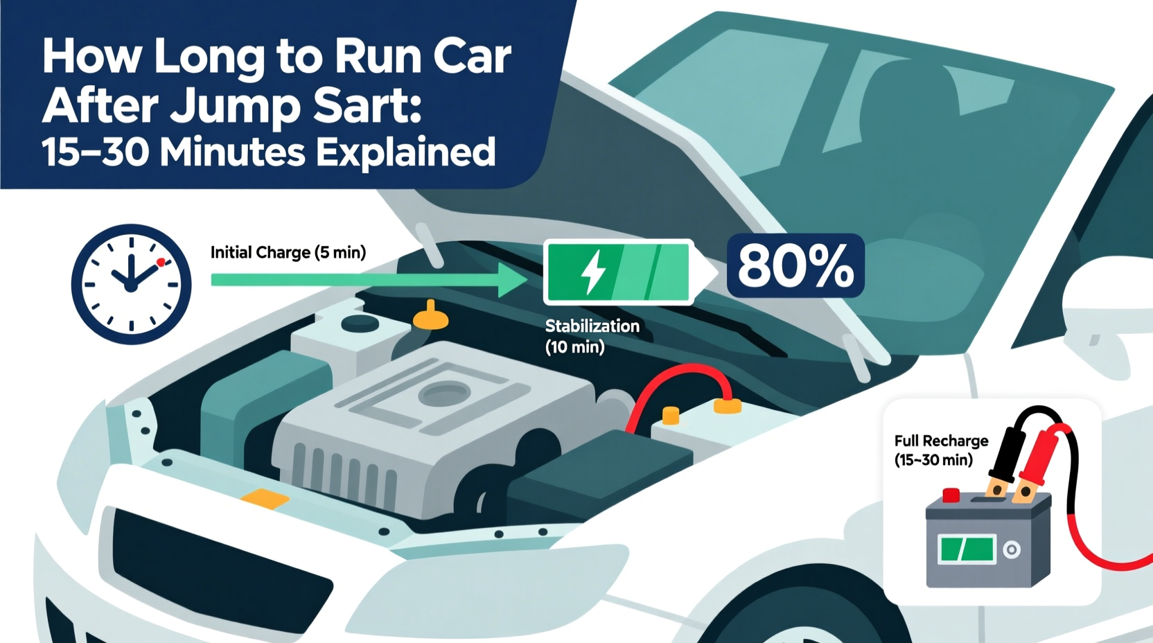 how long to run car after jump