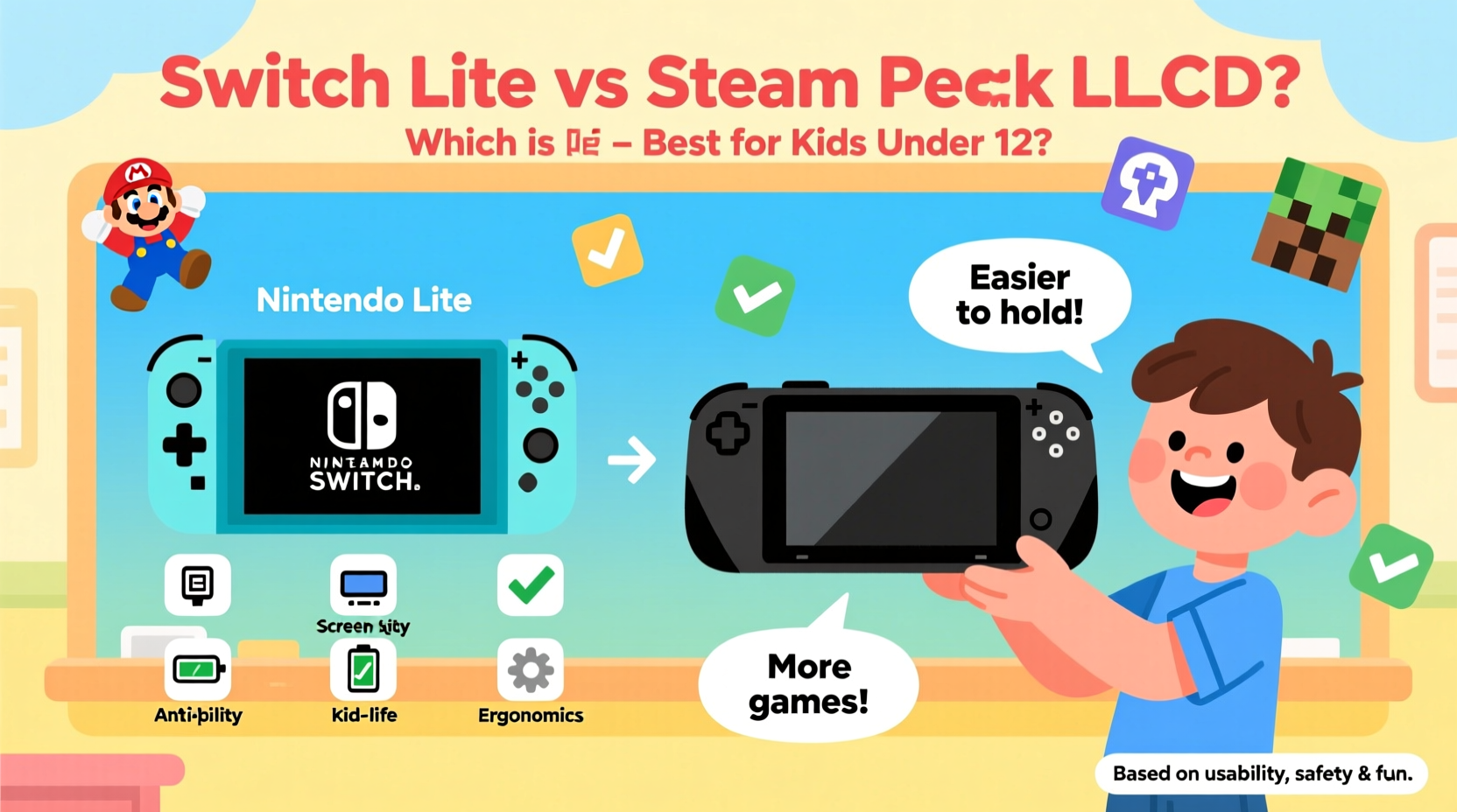 switch lite vs steam deck lcd which is better for kids under 12