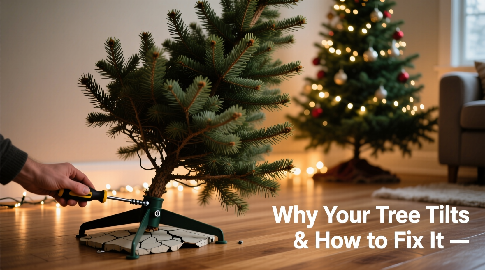 why does my christmas tree tilt after a few days and how to stabilize it