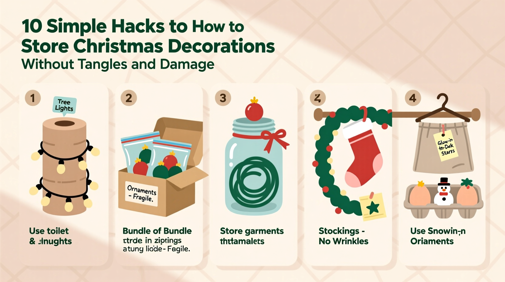 how to store christmas decorations without tangles and damage using simple hacks