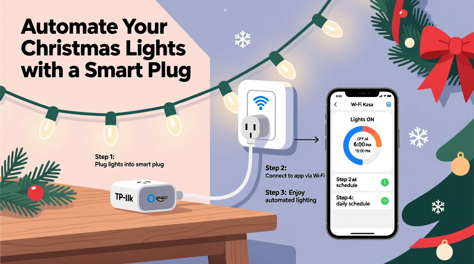 how to use smart plugs to automate non smart christmas lights on a schedule