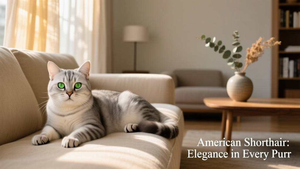 American Shorthair cat lying on couch