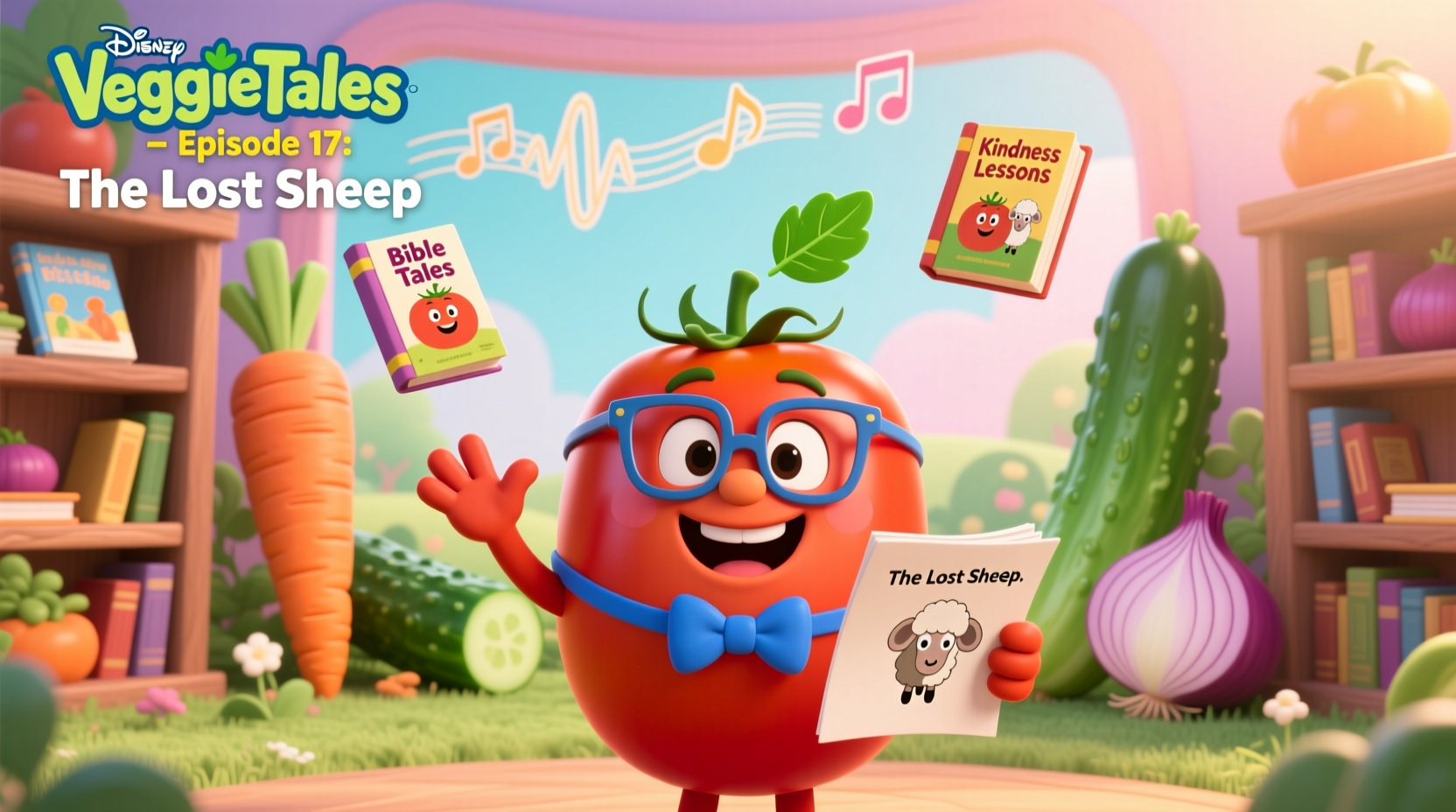Bob the Tomato hosting a VeggieTales episode
