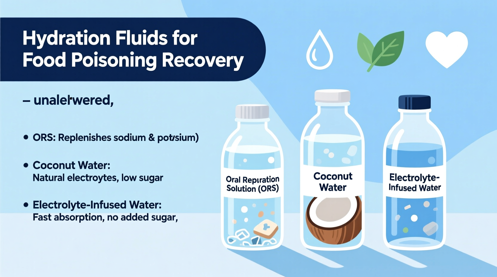 Hydration fluids for food poisoning recovery