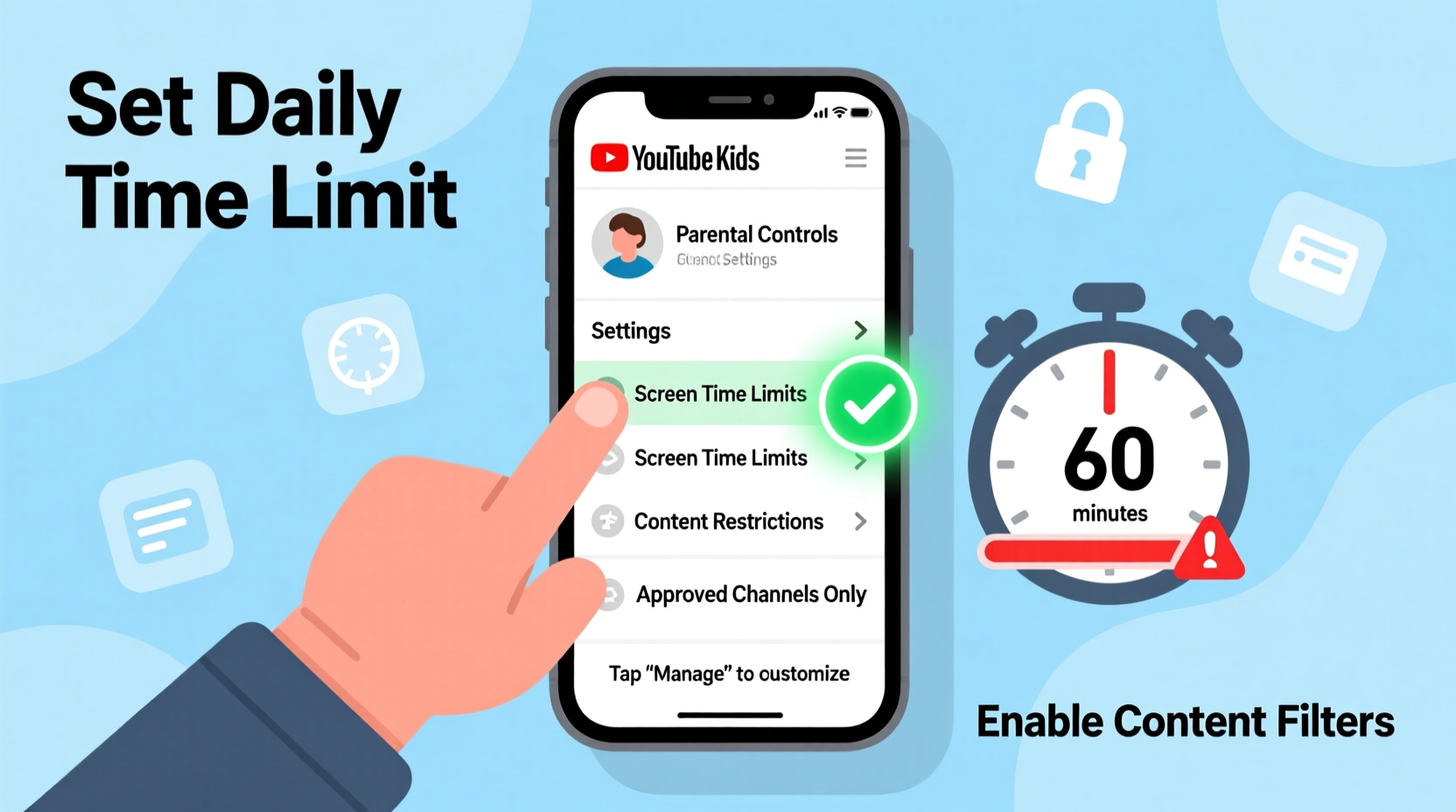 how to set up parental controls on youtube kids and limit screen time