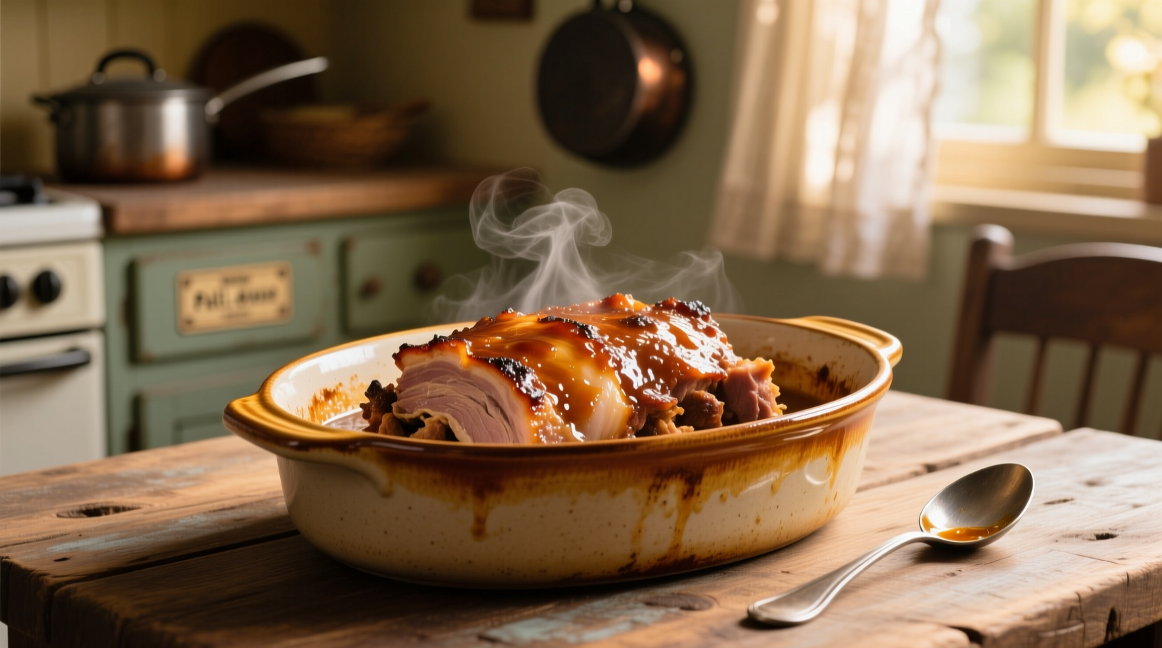 Perfectly cooked slow cooker pulled pork in serving dish