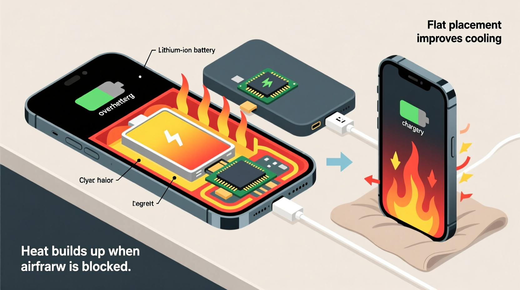why does my phone overheat when charging lying flat fixes