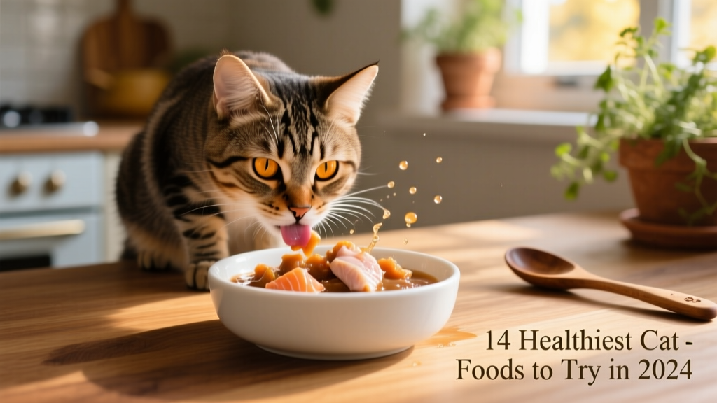 A cat eating from a clean, shallow bowl of wet food