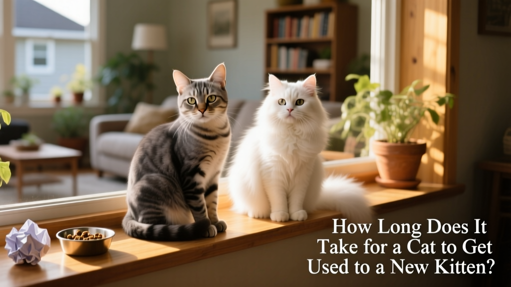 Two cats sitting side by side on a sunlit windowsill, relaxed but not touching