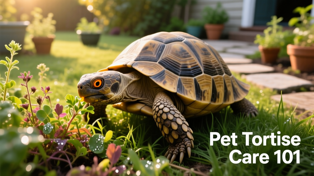 Close-up of a healthy adult tortoise grazing on mixed edible weeds and grasses in a naturalistic setting
