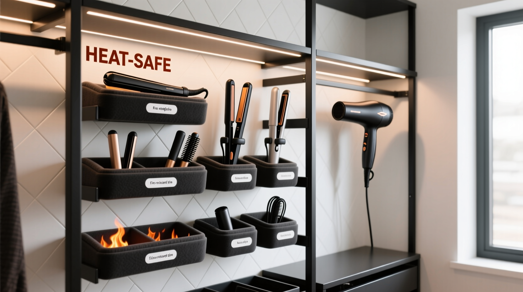 closet organization tips for heated hair tools