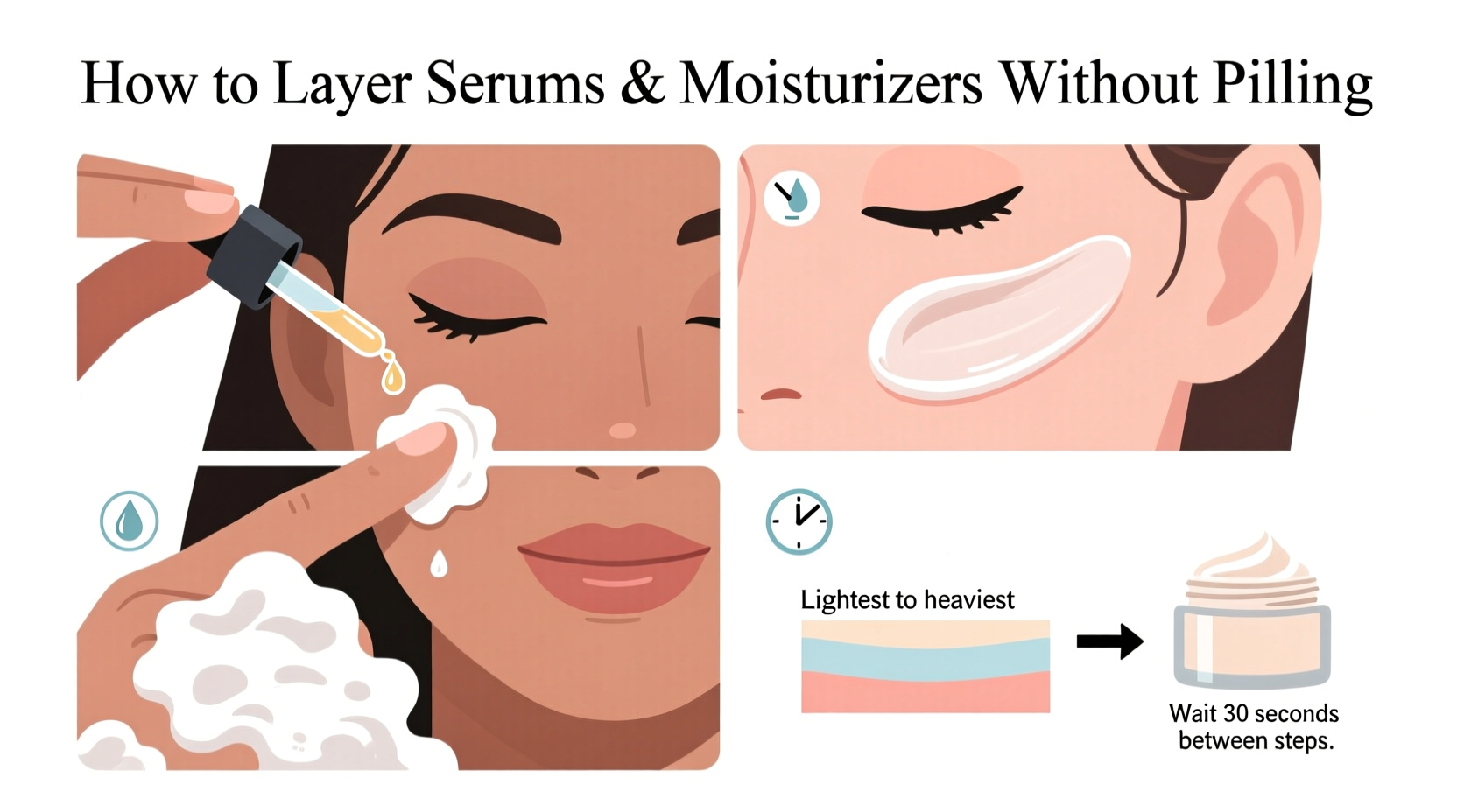 how to layer serums and moisturizers without pilling or wasting product