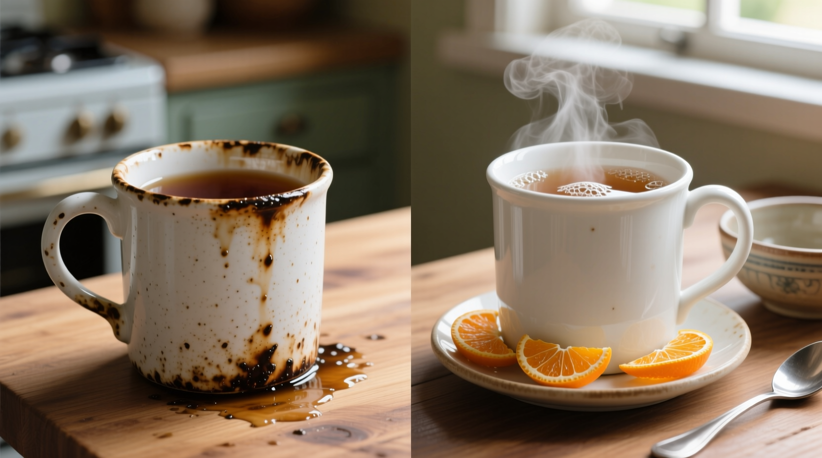 eco friendly tea stain removal with orange peel