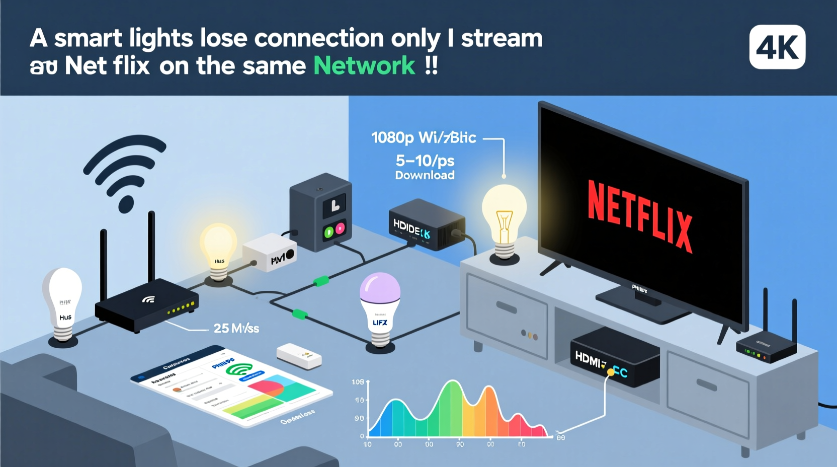 why do my smart lights lose connection only when i stream netflix on the same network